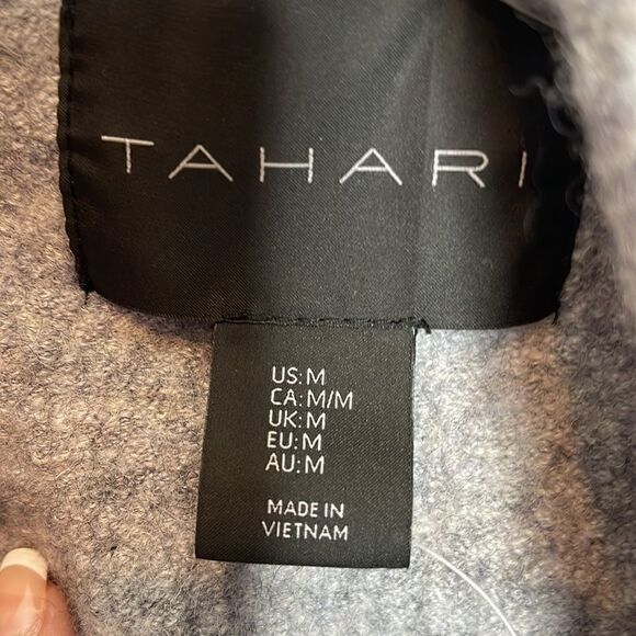 Tahari Long Open Front Grey Wool Duster Cardigan Sweater. Size Medium. - Picture 5 of 10